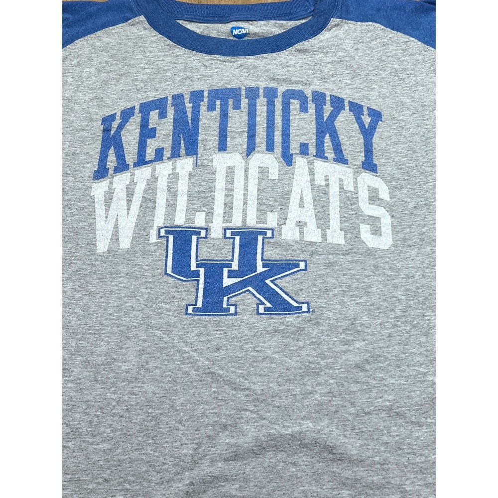 NCAA Kentucky Wildcats Raglan T-Shirt Gray Blue Mens XL KA Inc Graphic Tee